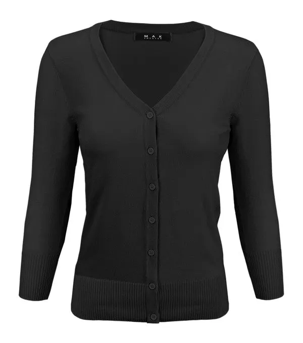 Classic V-Neck Button Down Plus Size Cardigan