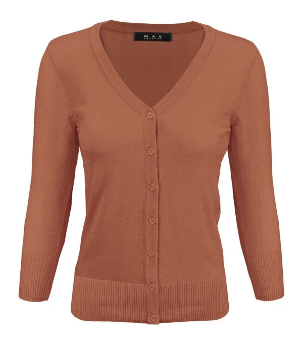 Classic V-Neck Button Down Plus Size Cardigan
