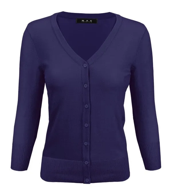 Classic V-Neck Button Down Plus Size Cardigan