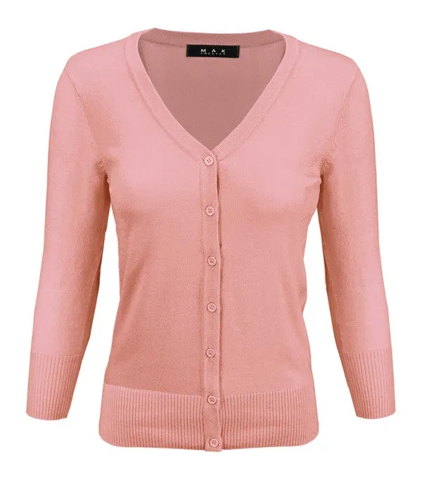 Classic V-Neck Button Down Plus Size Cardigan