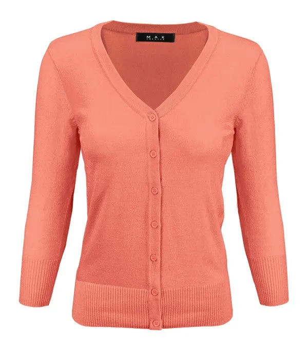 Classic V-Neck Button Down Plus Size Cardigan