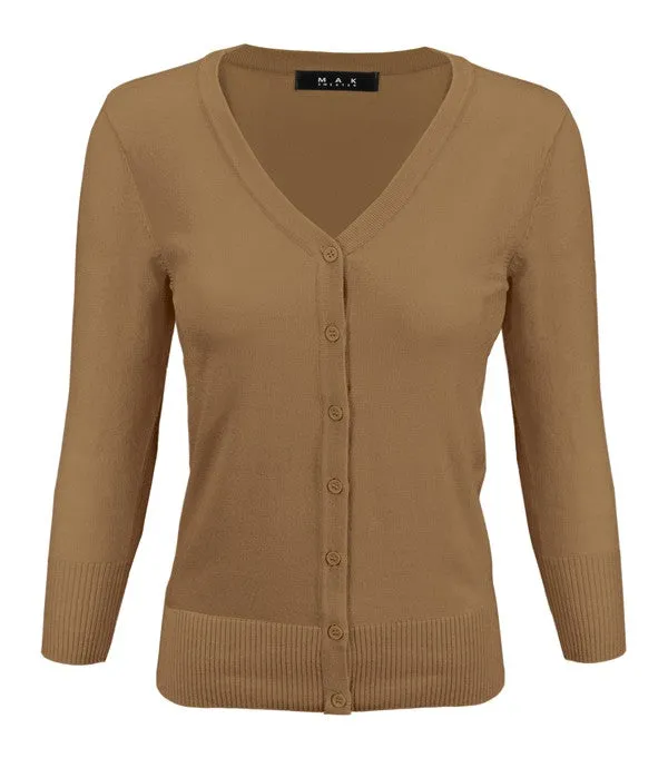 Classic V-Neck Button Down Plus Size Cardigan
