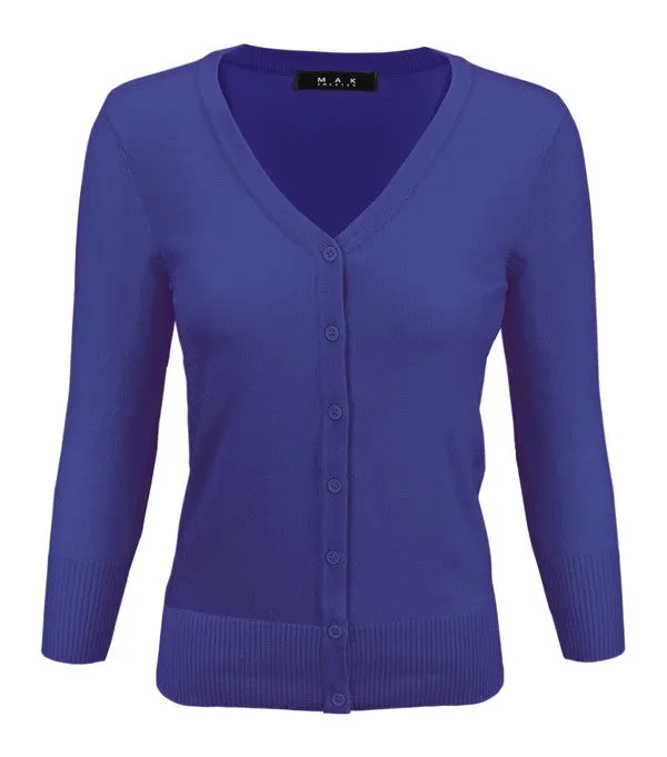 Classic V-Neck Button Down Plus Size Cardigan