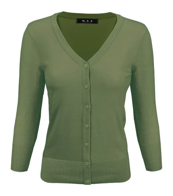 Classic V-Neck Button Down Plus Size Cardigan