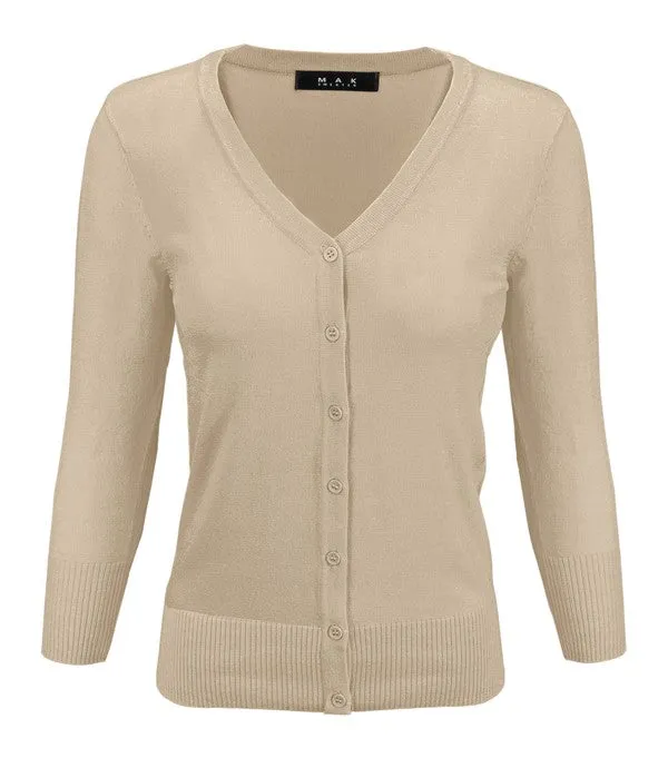 Classic V-Neck Button Down Plus Size Cardigan