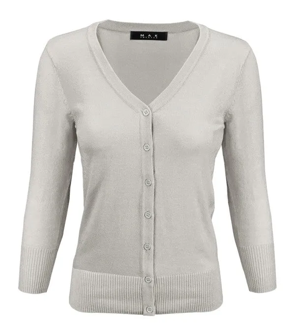 Classic V-Neck Button Down Plus Size Cardigan