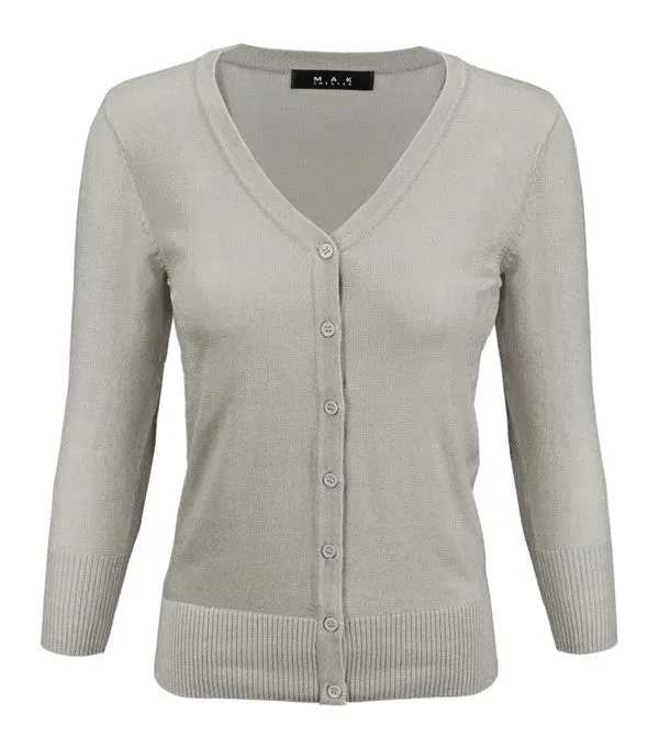 Classic V-Neck Button Down Plus Size Cardigan