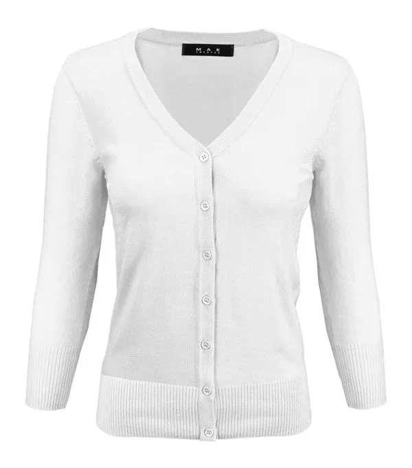 Classic V-Neck Button Down Plus Size Cardigan