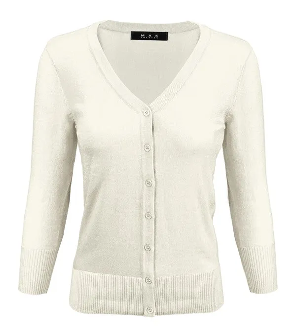 Classic V-Neck Button Down Plus Size Cardigan