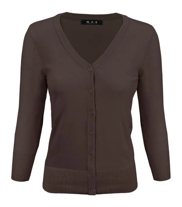 Classic V-Neck Button Down Plus Size Cardigan