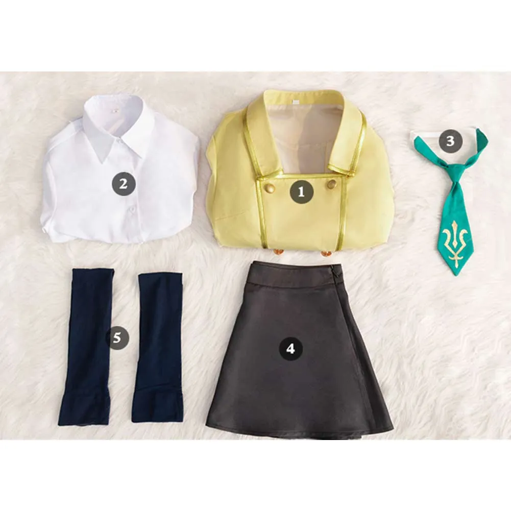 Code Geass C.C Yellow School Uniform Anime Character Cosplay Costume Outfits Halloween Carnival Suit