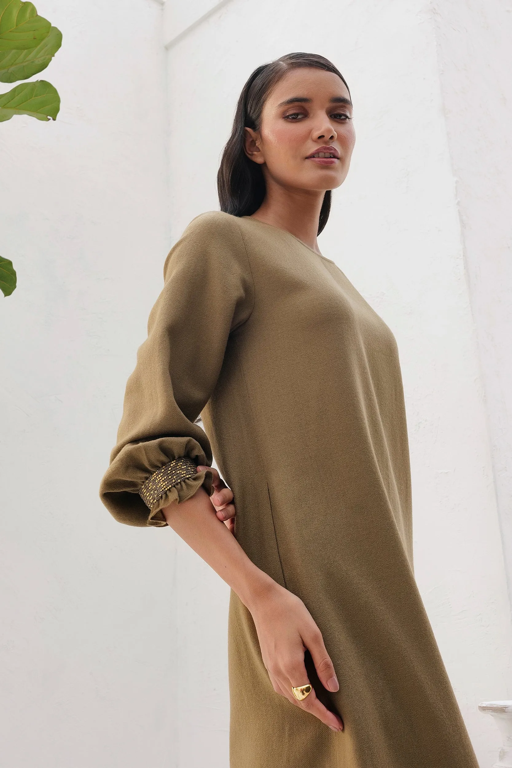 Colmar Woollen Dress (Clay)