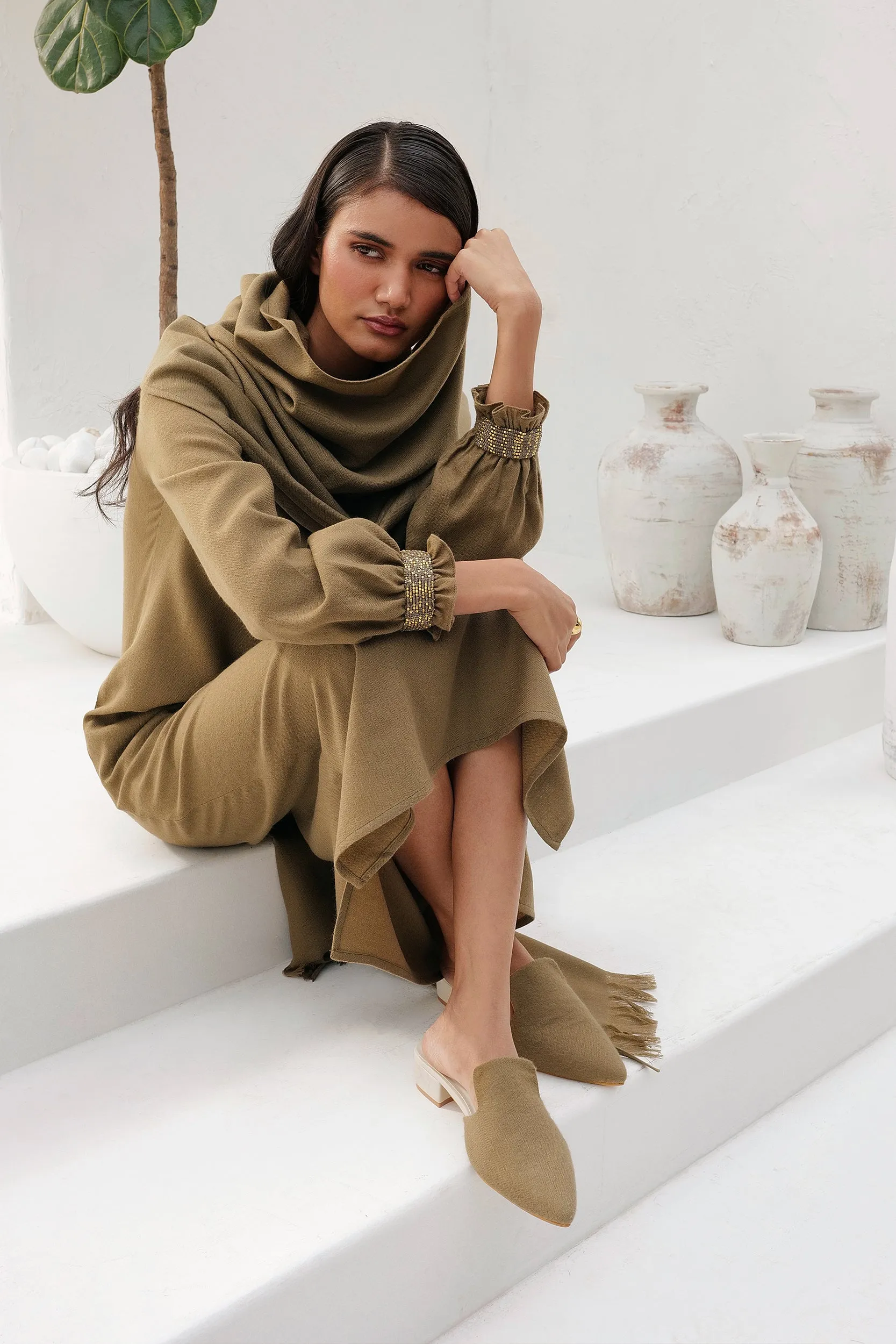 Colmar Woollen Dress (Clay)