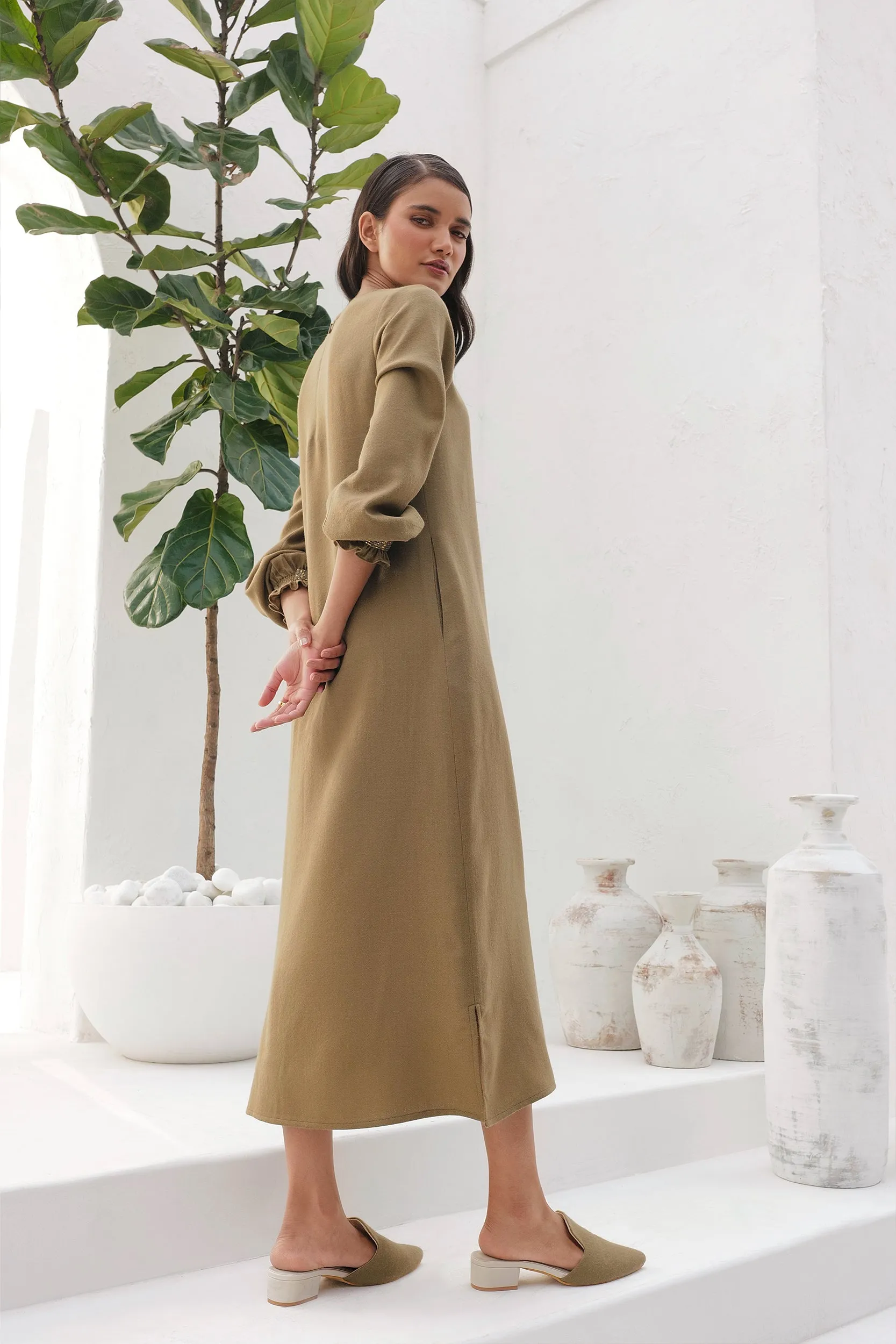 Colmar Woollen Dress (Clay)