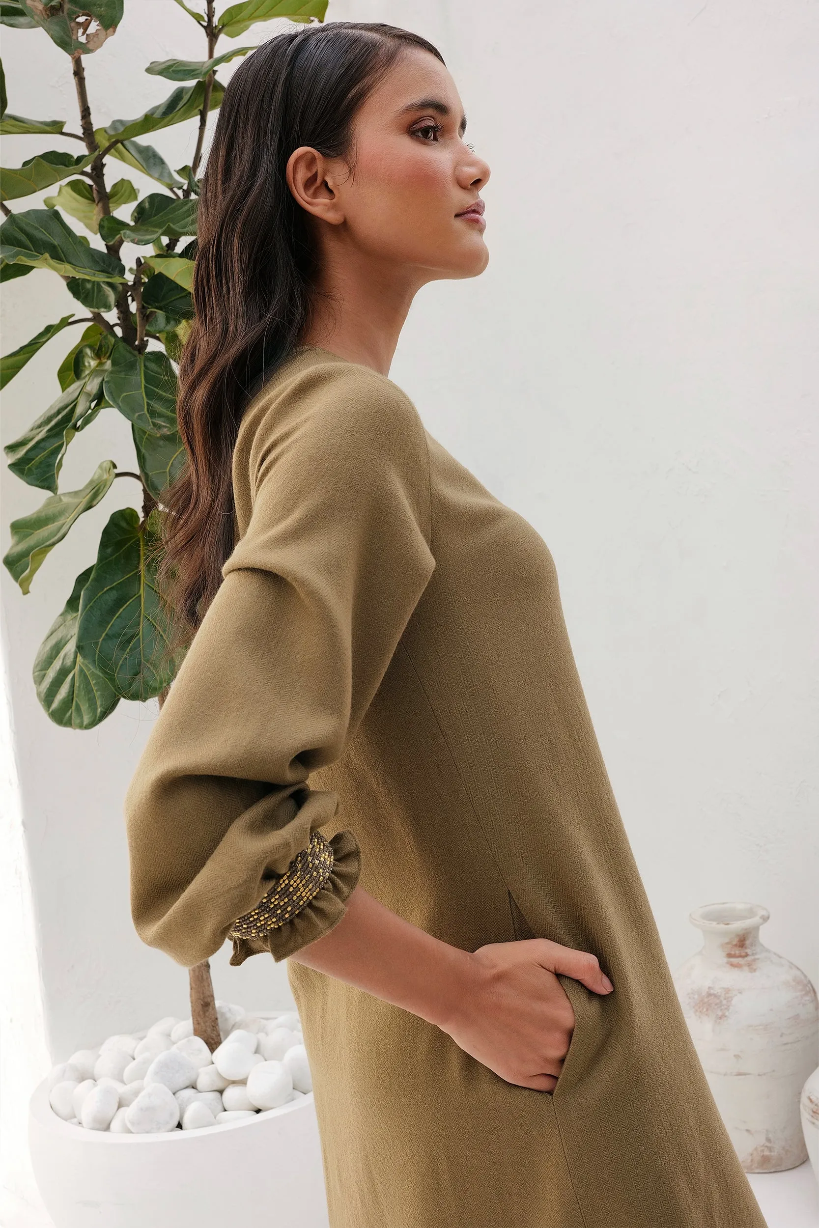 Colmar Woollen Dress (Clay)