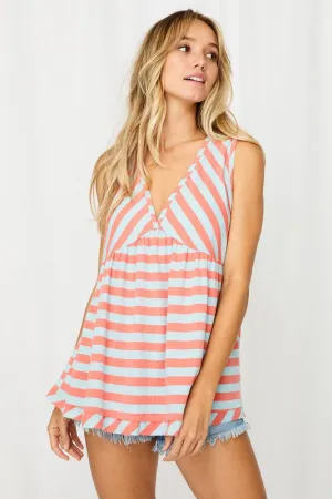 Coral Striped Tank