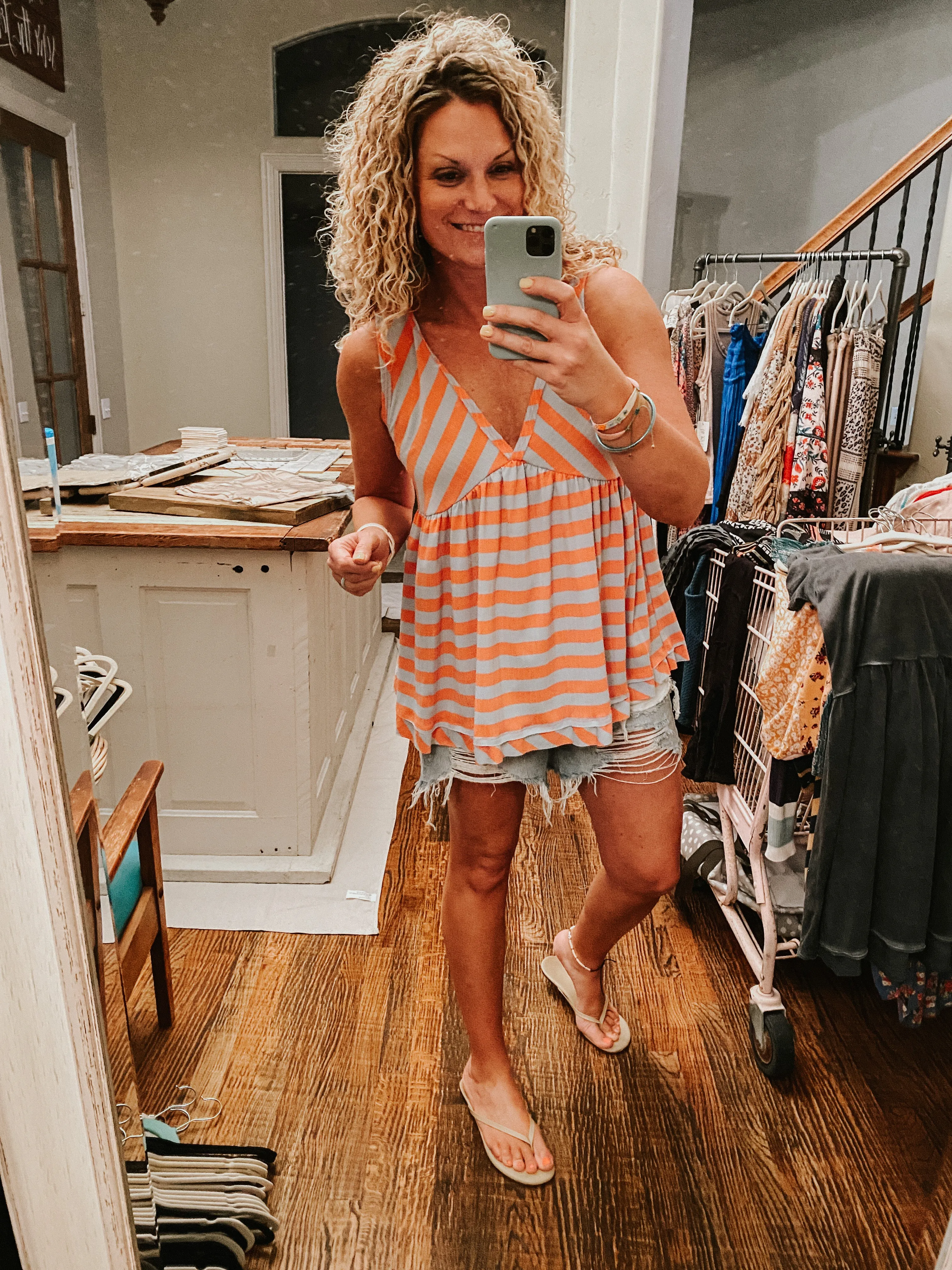 Coral Striped Tank