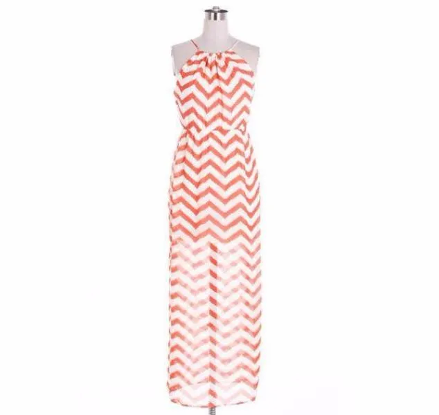 Coral ZigZag Maxi Dress