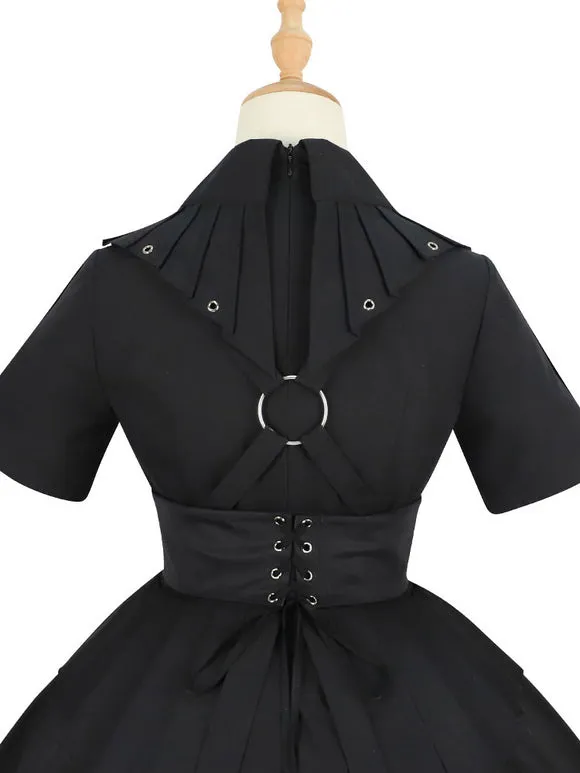 Costumes Military Uniform Lolita Army Cross Metal Details Black Black