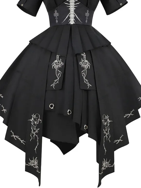 Costumes Military Uniform Lolita Army Cross Metal Details Black Black