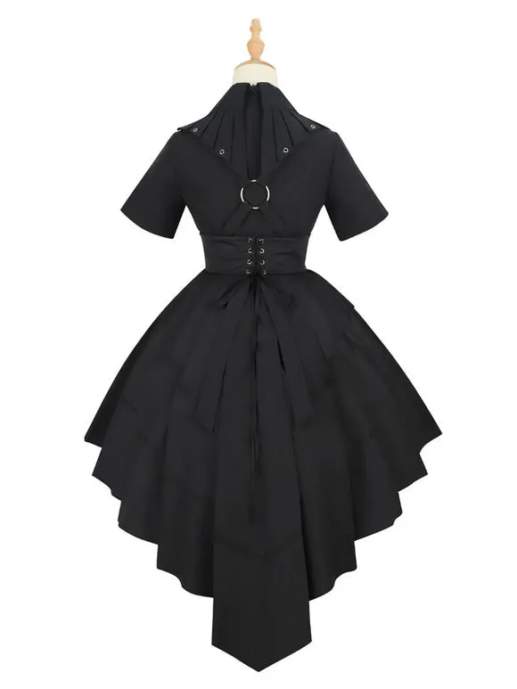 Costumes Military Uniform Lolita Army Cross Metal Details Black Black