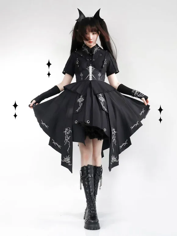 Costumes Military Uniform Lolita Army Cross Metal Details Black Black