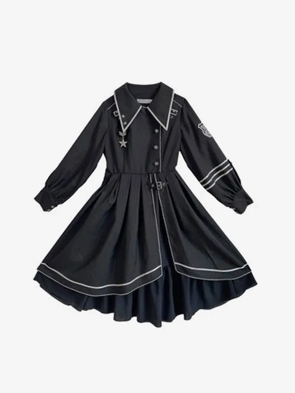 Costumes Military Uniform Lolita Army Grommets Black