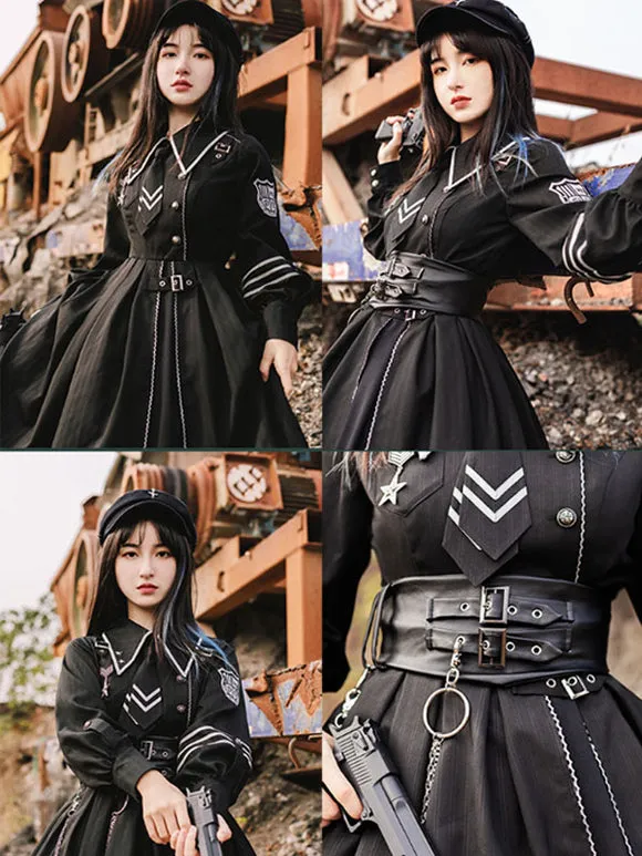 Costumes Military Uniform Lolita Army Grommets Black