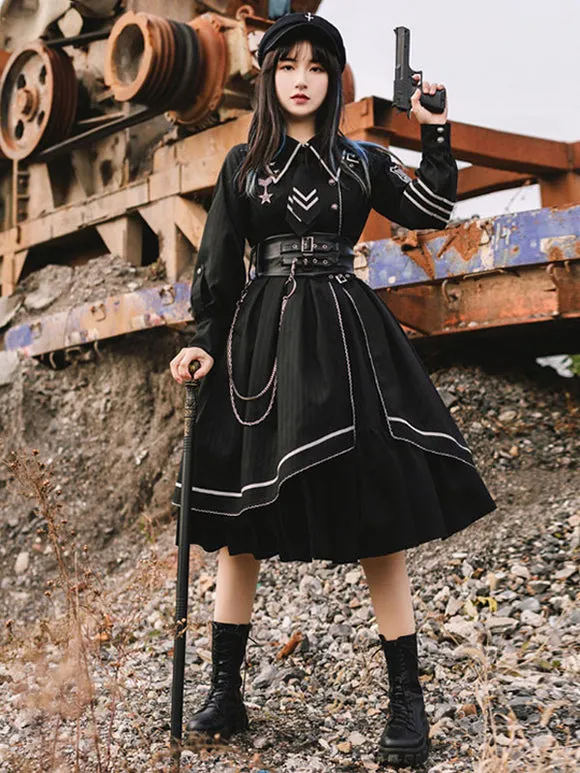Costumes Military Uniform Lolita Army Grommets Black