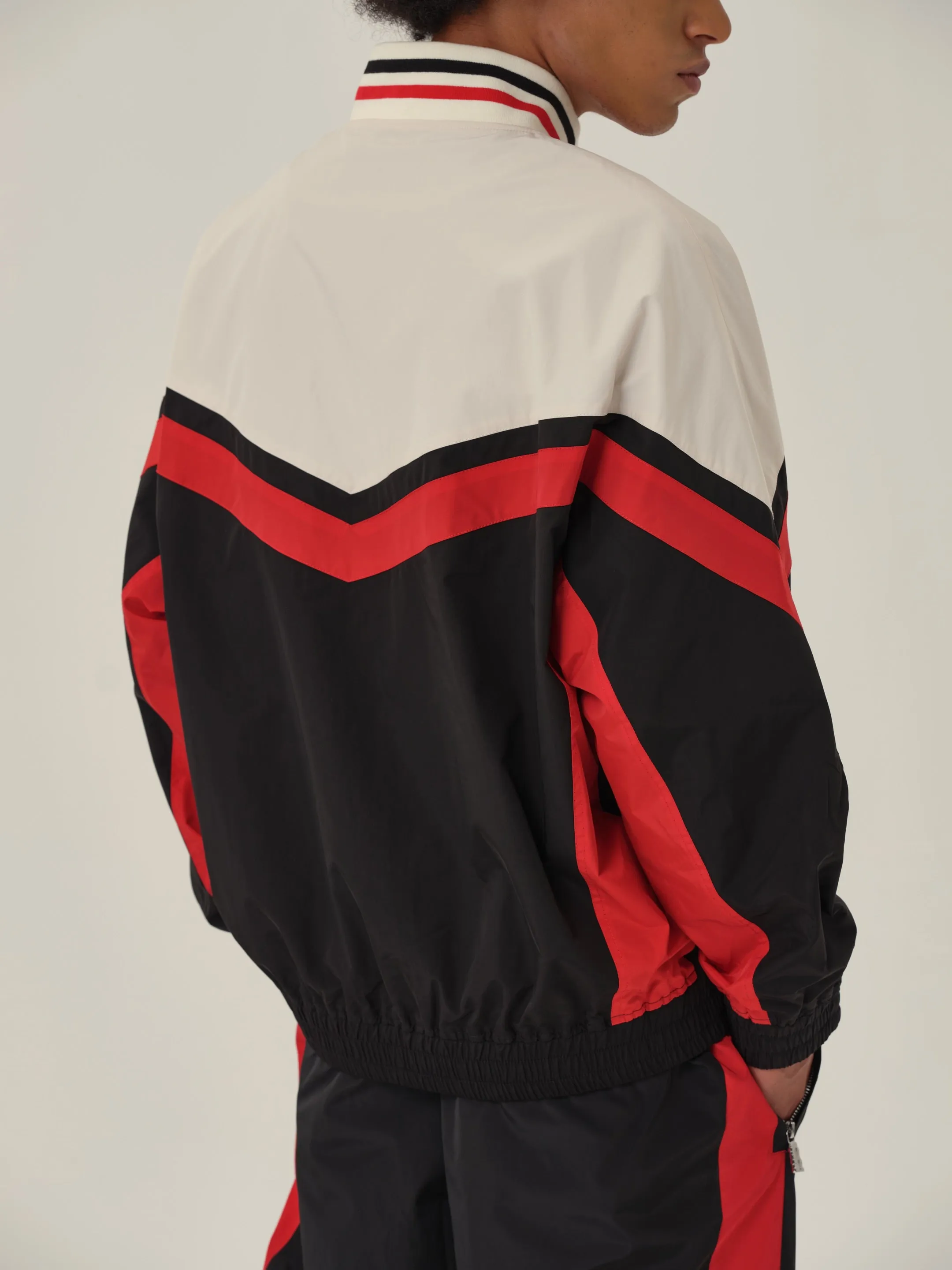 Cream White Black and Red Patchwork School Uniform Jacket