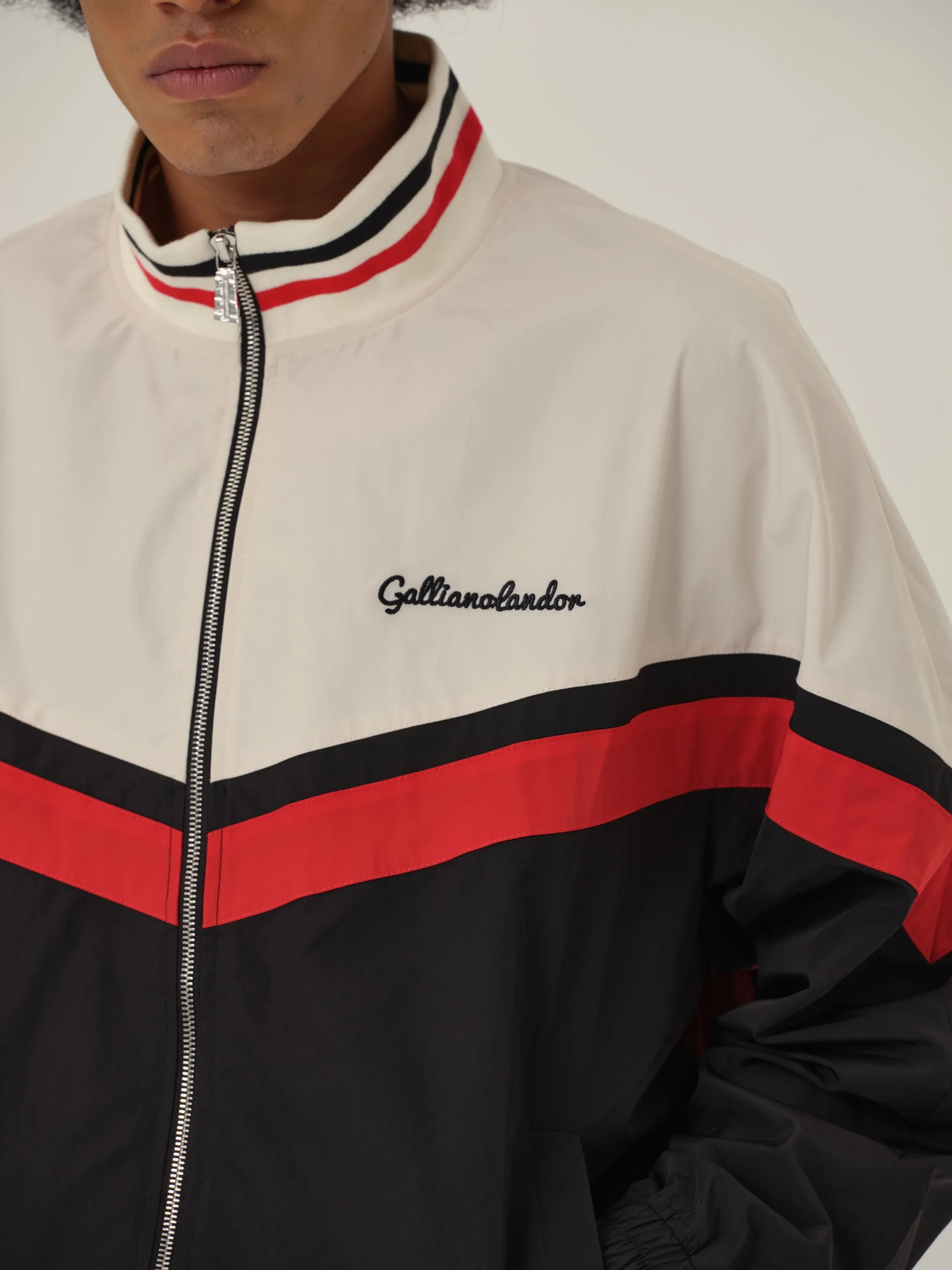 Cream White Black and Red Patchwork School Uniform Jacket