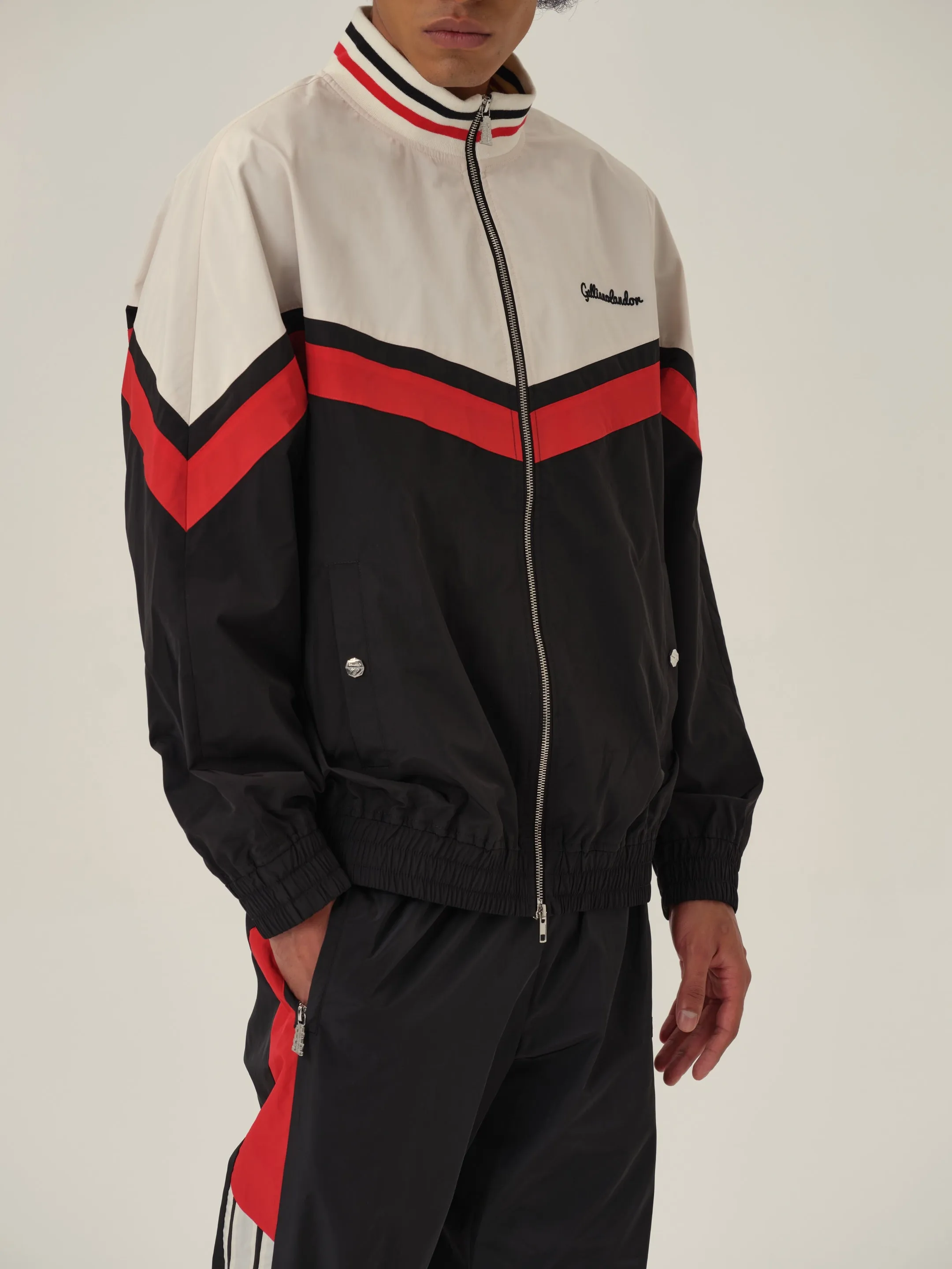 Cream White Black and Red Patchwork School Uniform Jacket