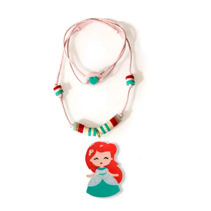 Cute Doll Red Hair Beaded Necklace