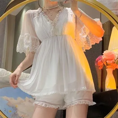 Cute heart-shaped mesh nightdress  HA1615