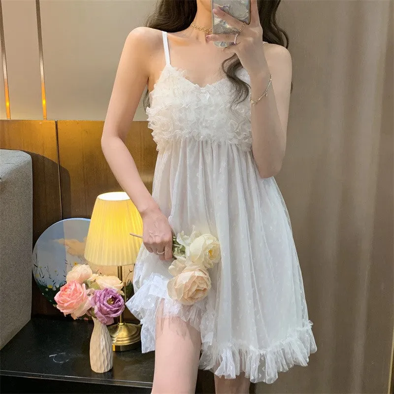 Cute heart-shaped mesh nightdress  HA1615