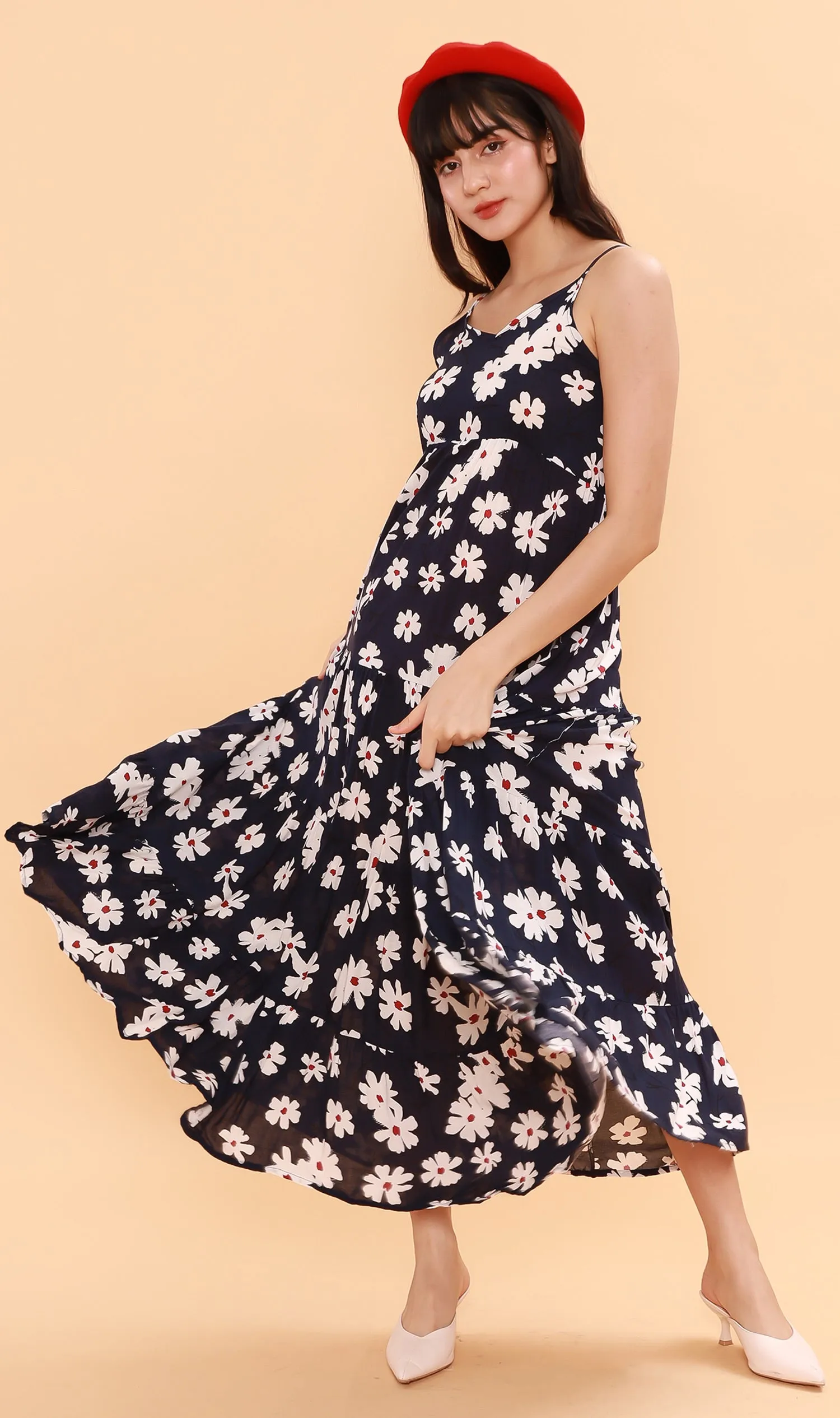 DAHLIA Floral Flowy Dress (Midnight)