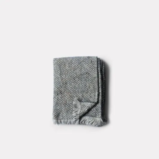 Dark Grey Basket Weave Alpaca Throw