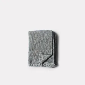 Dark Grey Basket Weave Alpaca Throw