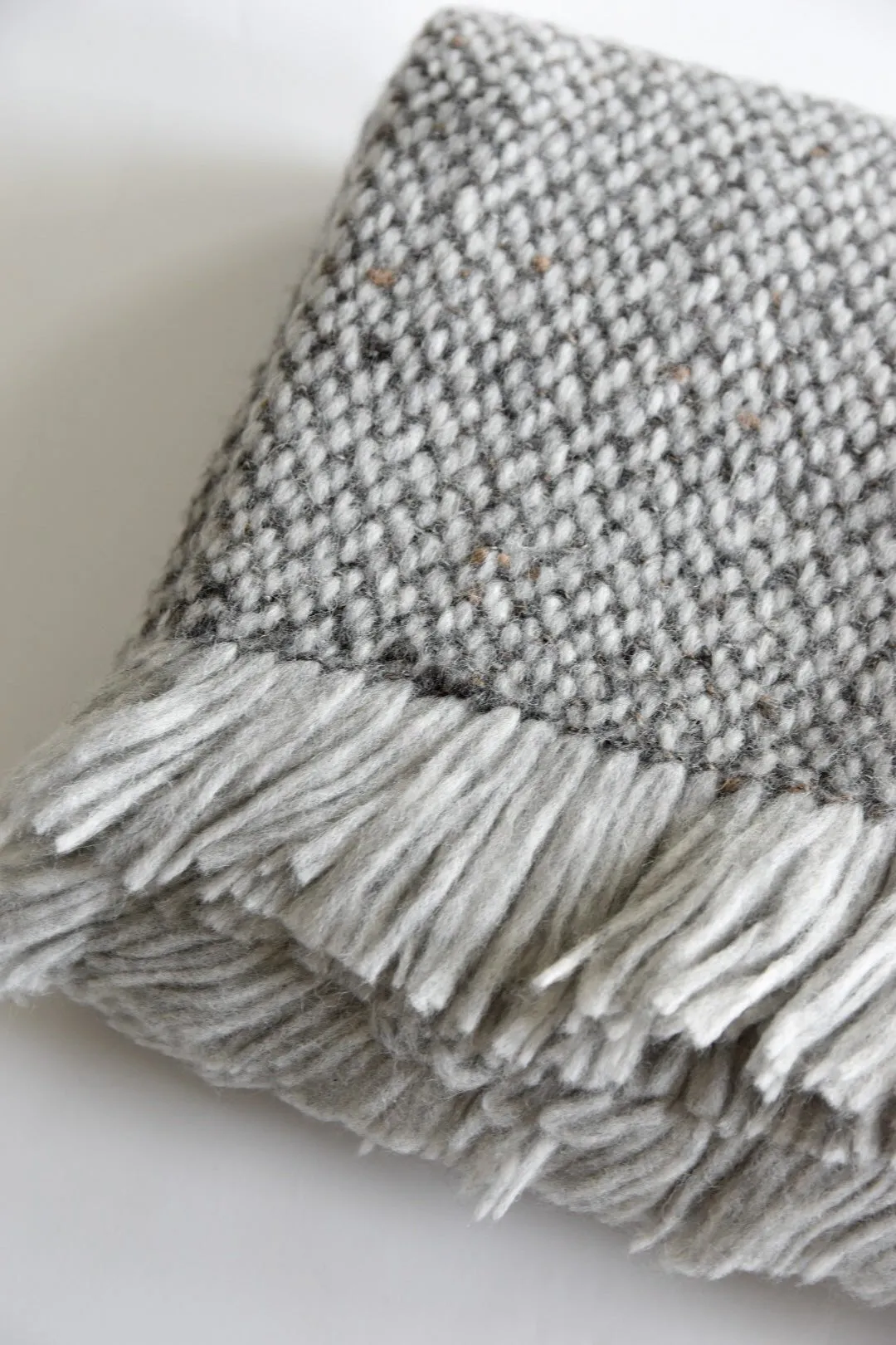 Dark Grey Basket Weave Alpaca Throw