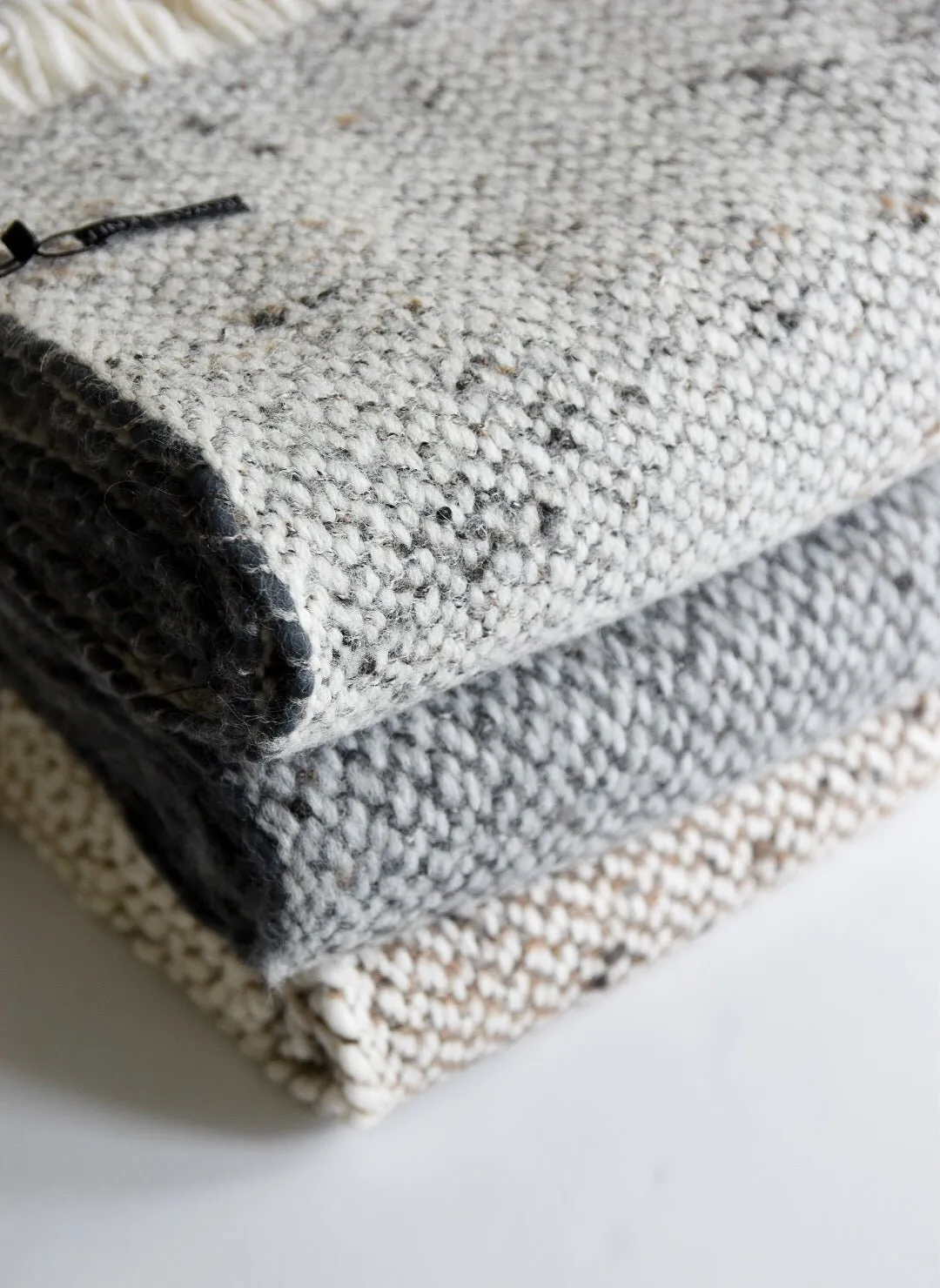 Dark Grey Basket Weave Alpaca Throw