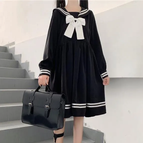 Dark Long School Uniform Dress SD01059
