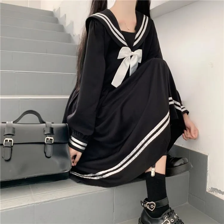 Dark Long School Uniform Dress SD01059