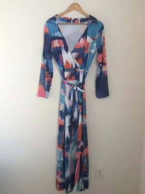 Deep V neck waist tie Maxi Dress