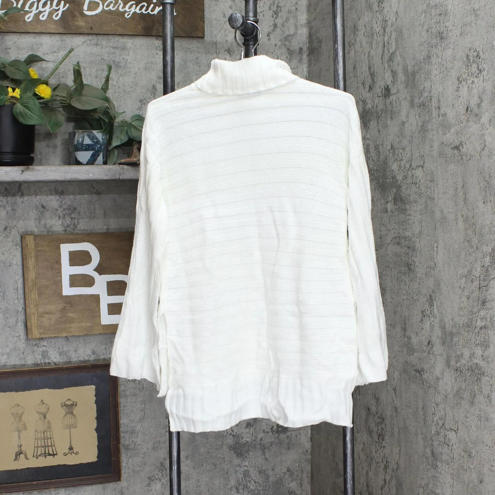 DG2 Womens Turtleneck Flare Sleeve Sweater 700391 Ivory Off White S
