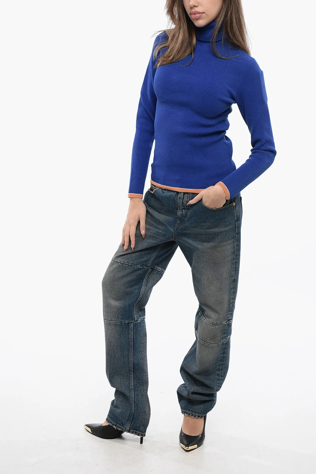 Diesel Ribbed Cotton Blend M-ARIBELLENEW Turtleneck Sweater