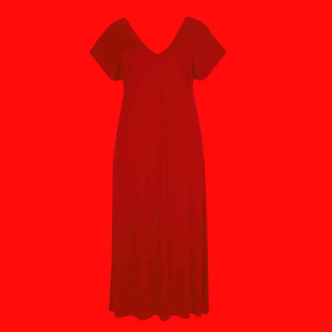 Double V-Neck Plus Sized Dress - Red