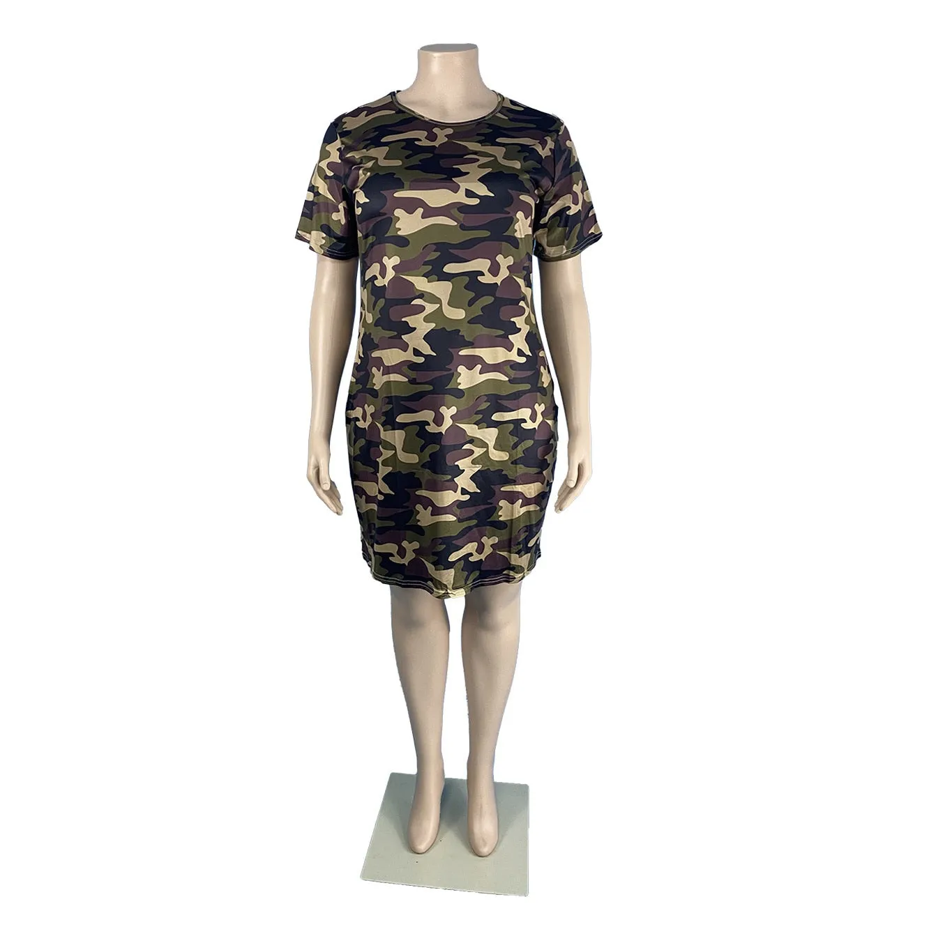 Dress Military Style Fashion Camouflage Sexy Comfort Cool Mid-Calf Willon Plus Size Women Clothing