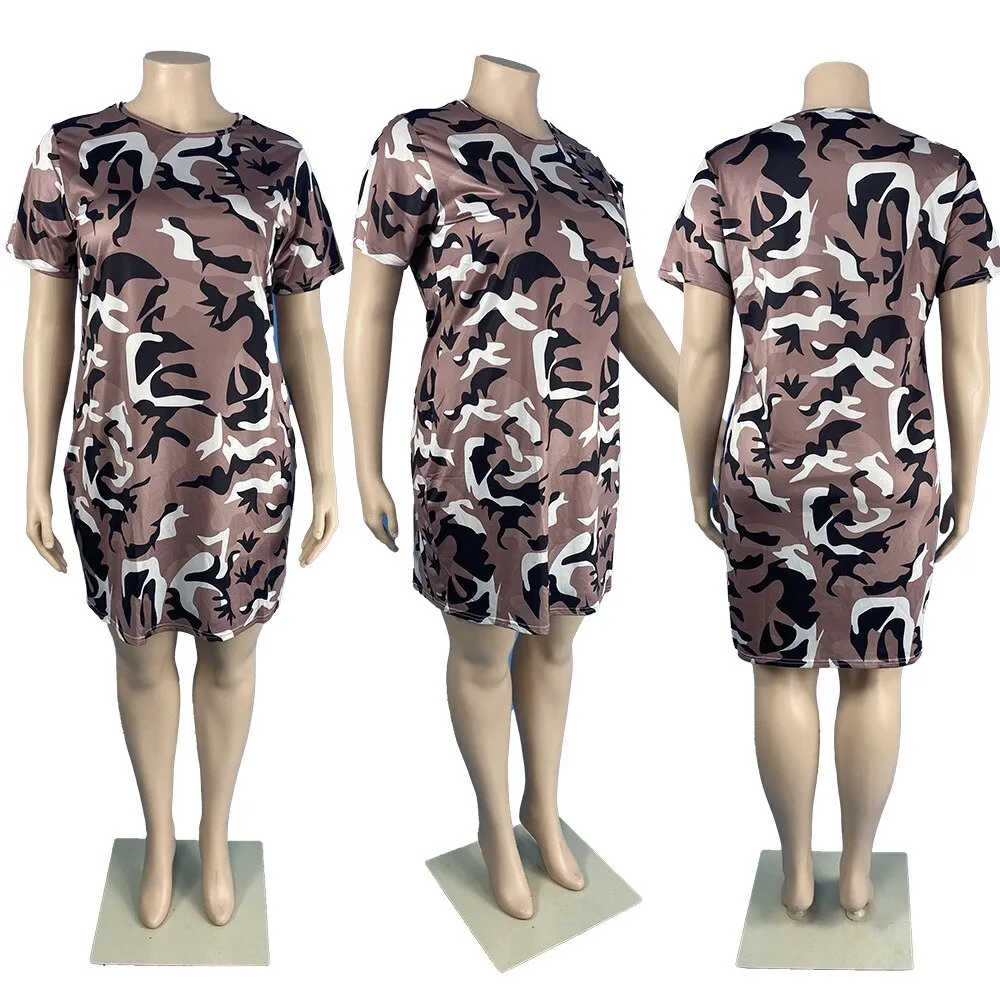 Dress Military Style Fashion Camouflage Sexy Comfort Cool Mid-Calf Willon Plus Size Women Clothing