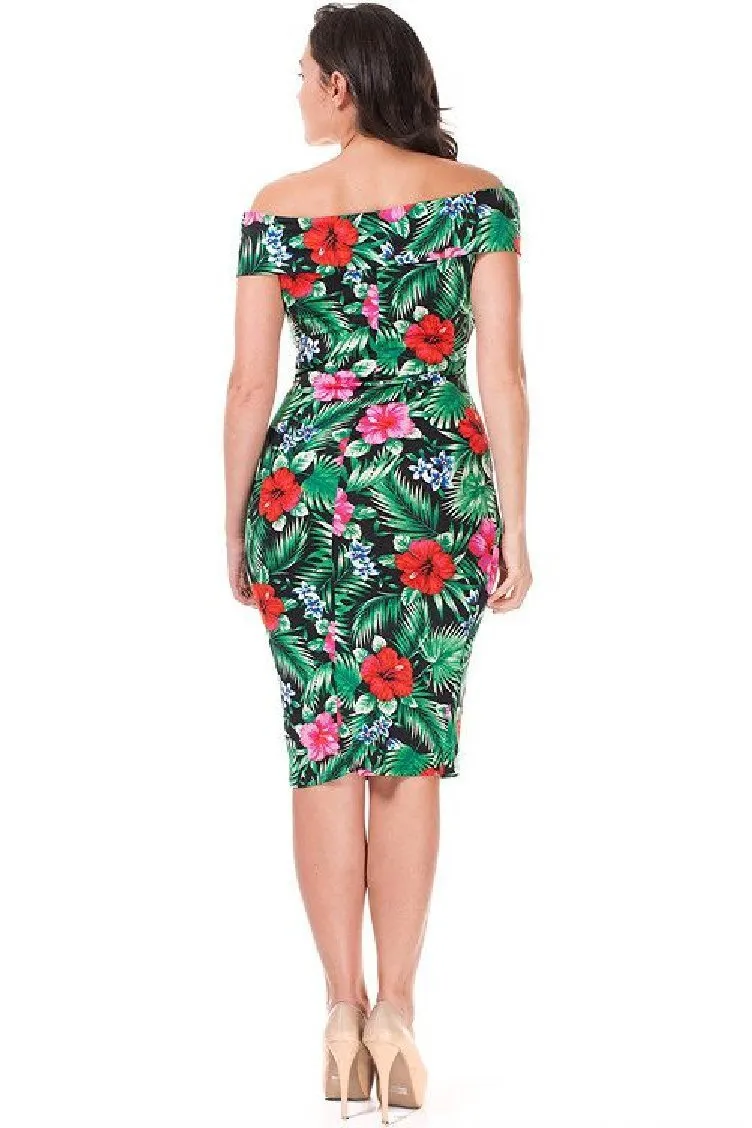 Dress Women's Plus Size Cocktail Party Off Shoulder Midi Length