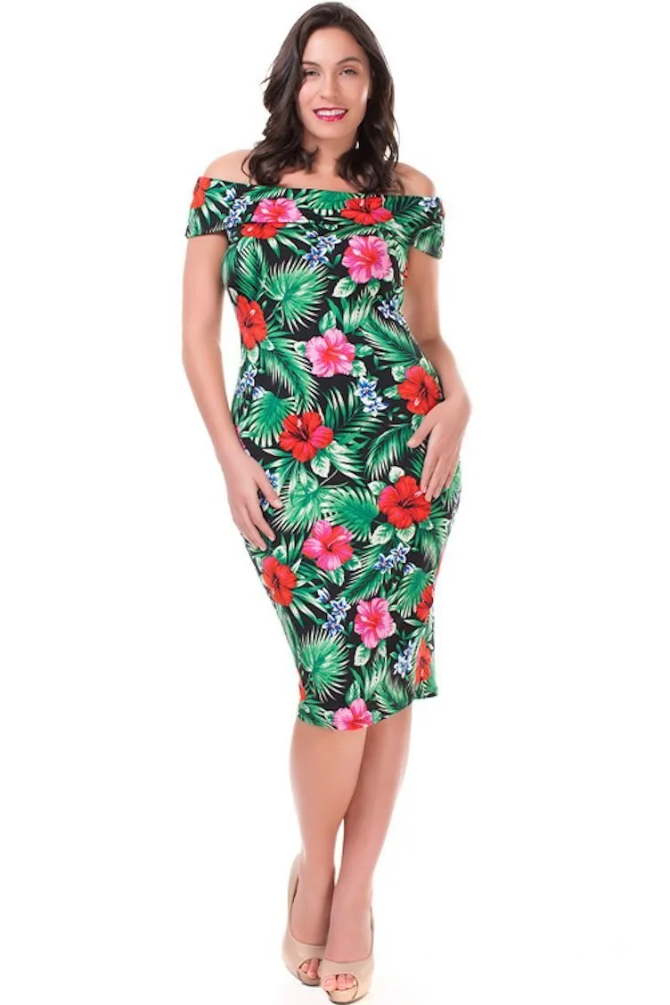 Dress Women's Plus Size Cocktail Party Off Shoulder Midi Length